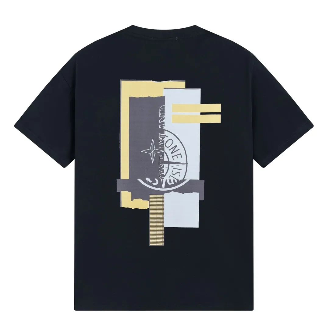 W661#P110💰 [Stone lsland/Stone Island summer patchwork logo printed short-sleeved T-shirt] ⚠️[Original creation with high control of details] - Made of 230g combed cotton 32-count double yarn, soft and comfortable to the touch, sweat-absorbent and breathable. - Simple, basic and versatile style, original single quality, the first choice for couples. - Made in a large factory, four needles and five threads on the shoulder, neat alignment, high quality workmanship. - Same style for men and women, very versatile One piece by hand, the details are clearly visible. Color: Black White Size: M L